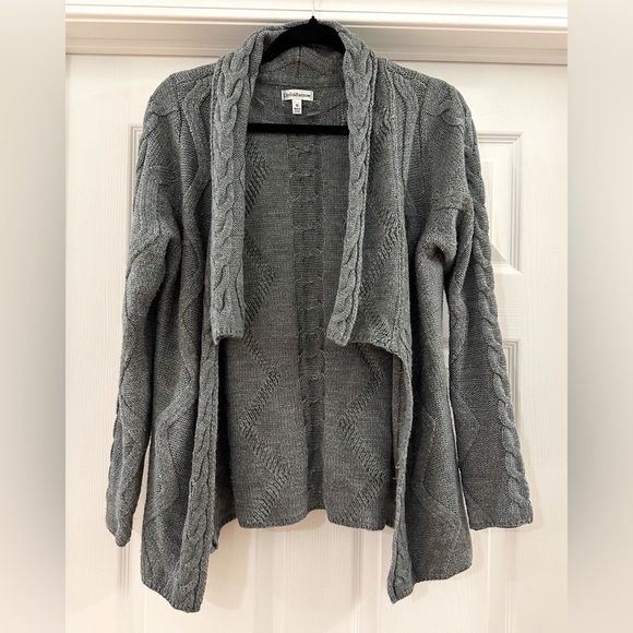 Croft & Barrow Chunky Cable Knit Shawl Collar Open Cardigan Sweater Gray Medium - Picture 1 of 4